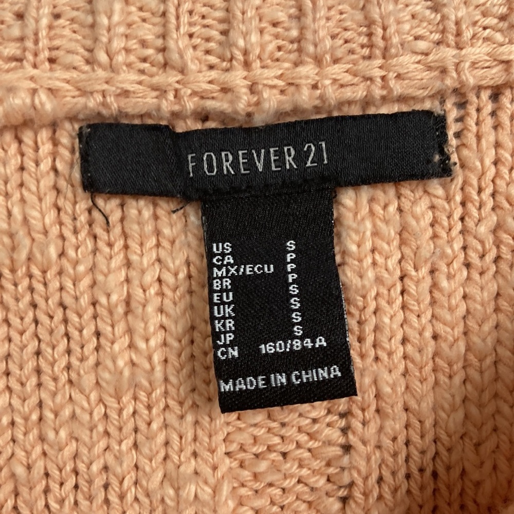 Forever 21 Peachy Pink Long Sleeve Open Knit Crop Top Sweater Size Small - Picture 5 of 8